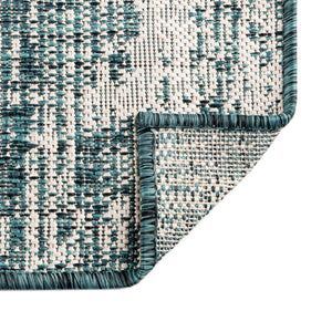 Teal 10' x 14' 1 Outdoor Modern Rectangle Area Rug Weather Resistant for Patio, Deck, Terrace, Balcony, Porch 100% Polypropylene Modern Outside Carpet for Sale at Rug Engine