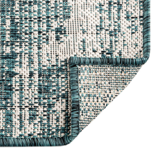 Teal 10' x 14' 1 Outdoor Modern Rectangle Area Rug Weather Resistant for Patio, Deck, Terrace, Balcony, Porch 100% Polypropylene Modern Outside Carpet for Sale at Rug Engine