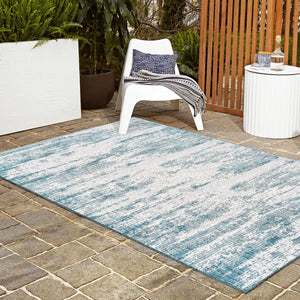 Teal 4' 1 x 6' 1 Outdoor Modern Rectangle Rug