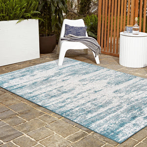 Teal 7' 10 x 11' Outdoor Modern Rectangle Area Rug Weather Resistant for Patio, Deck, Terrace, Balcony, Porch 100% Polypropylene Modern Outside Carpet for Sale at Rug Engine