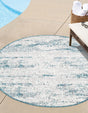 Teal 4' 1 x 4' 1 Outdoor Modern Round Area Rug Weather Resistant for Patio, Deck, Terrace, Balcony, Porch 100% Polypropylene Modern Outside Carpet for Sale at Rug Engine