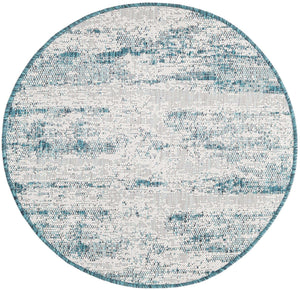 Teal 3' 1 x 3' 1 Outdoor Modern Round Area Rug Weather Resistant for Patio, Deck, Terrace, Balcony, Porch 100% Polypropylene Modern Outside Carpet for Sale at Rug Engine