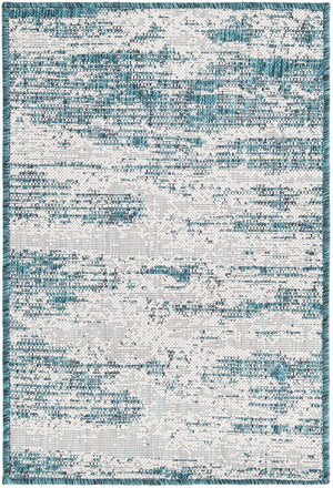 Teal 2' x 3' 1 Outdoor Modern Rectangle Area Rug Weather Resistant for Patio, Deck, Terrace, Balcony, Porch 100% Polypropylene Modern Outside Carpet for Sale at Rug Engine