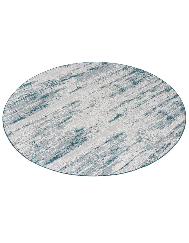 Teal 10' x 10' Outdoor Modern Round Area Rug Weather Resistant for Patio, Deck, Terrace, Balcony, Porch 100% Polypropylene Modern Outside Carpet for Sale at Rug Engine