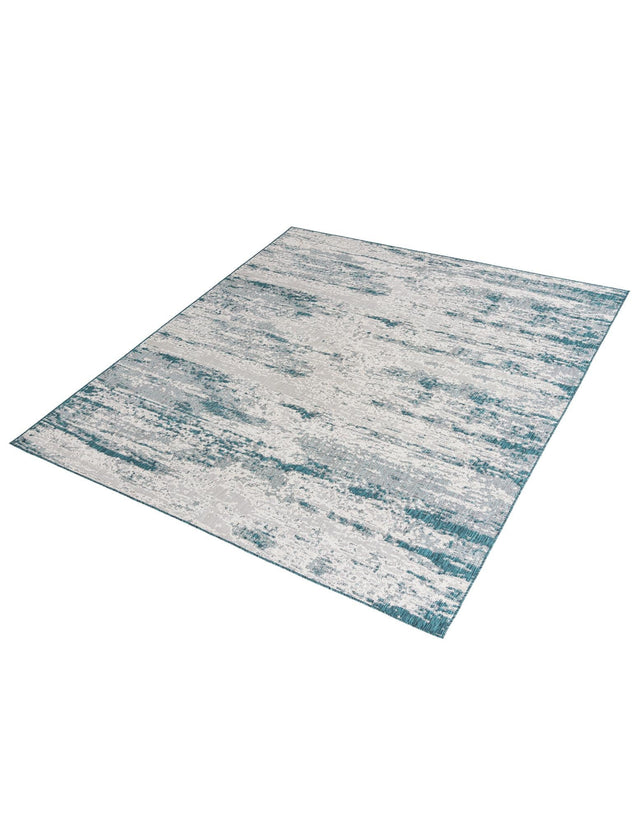 Teal 10' x 10' Outdoor Modern Square Area Rug Weather Resistant for Patio, Deck, Terrace, Balcony, Porch 100% Polypropylene Modern Outside Carpet for Sale at Rug Engine