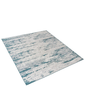 Teal 10' x 10' Outdoor Modern Square Area Rug Weather Resistant for Patio, Deck, Terrace, Balcony, Porch 100% Polypropylene Modern Outside Carpet for Sale at Rug Engine