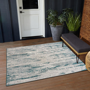Teal 10' x 10' Outdoor Modern Square Area Rug Weather Resistant for Patio, Deck, Terrace, Balcony, Porch 100% Polypropylene Modern Outside Carpet for Sale at Rug Engine