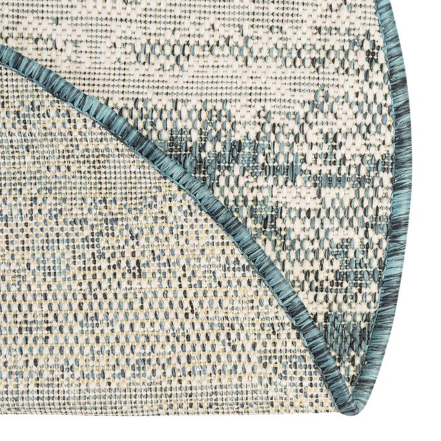 Teal 10' x 10' Outdoor Modern Round Area Rug Weather Resistant for Patio, Deck, Terrace, Balcony, Porch 100% Polypropylene Modern Outside Carpet for Sale at Rug Engine