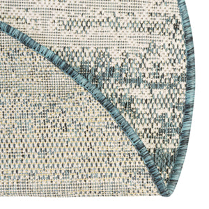 Teal 3' 1 x 3' 1 Outdoor Modern Round Area Rug Weather Resistant for Patio, Deck, Terrace, Balcony, Porch 100% Polypropylene Modern Outside Carpet for Sale at Rug Engine
