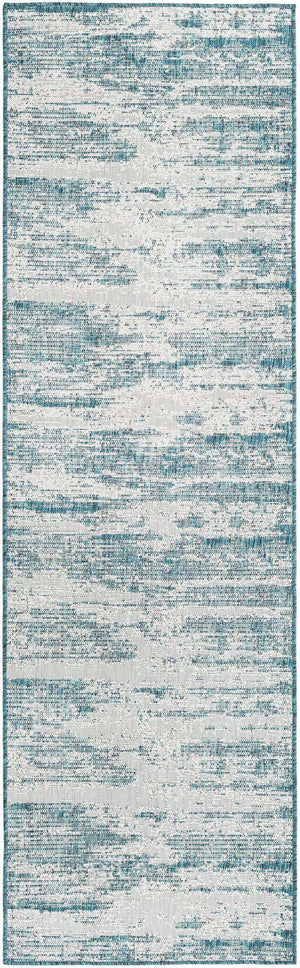 Teal 3' x 10' Outdoor Modern Runner Rug