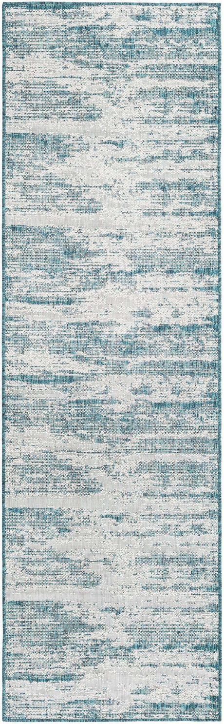 Teal 3' x 10' Outdoor Modern Runner Rug