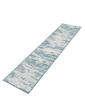 Teal 2' x 8' Outdoor Modern Runner Area Rug Weather Resistant for Patio, Deck, Terrace, Balcony, Porch 100% Polypropylene Modern Outside Carpet for Sale at Rug Engine