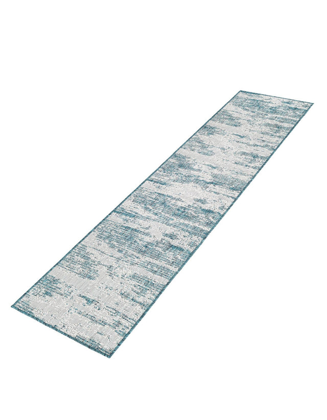 Teal 2' x 8' Outdoor Modern Runner Area Rug Weather Resistant for Patio, Deck, Terrace, Balcony, Porch 100% Polypropylene Modern Outside Carpet for Sale at Rug Engine