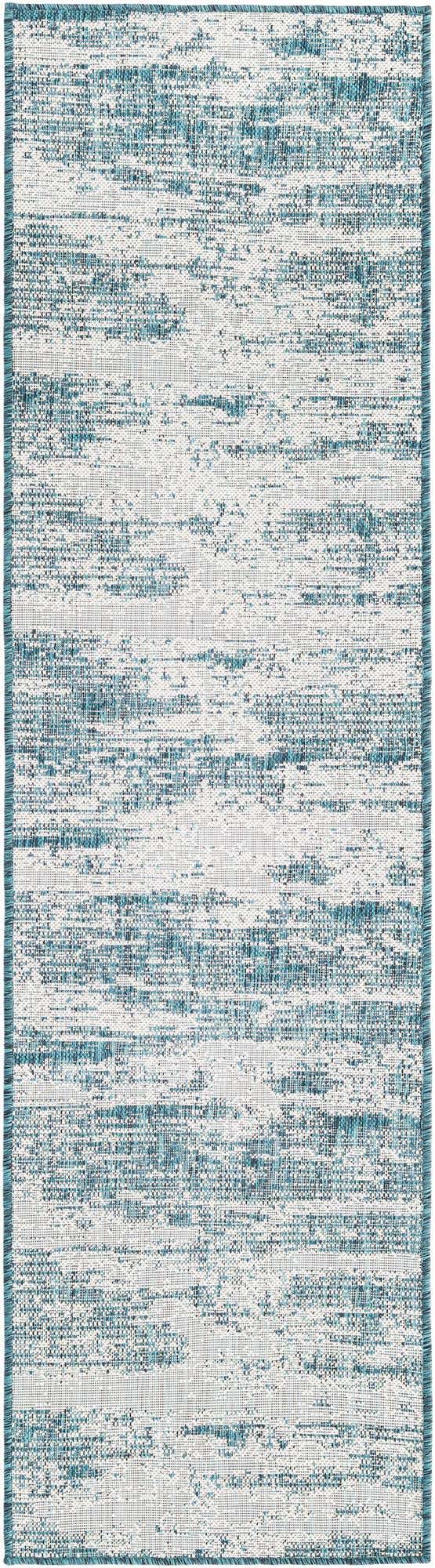 Teal 2' x 8' Outdoor Modern Runner Area Rug Weather Resistant for Patio, Deck, Terrace, Balcony, Porch 100% Polypropylene Modern Outside Carpet for Sale at Rug Engine