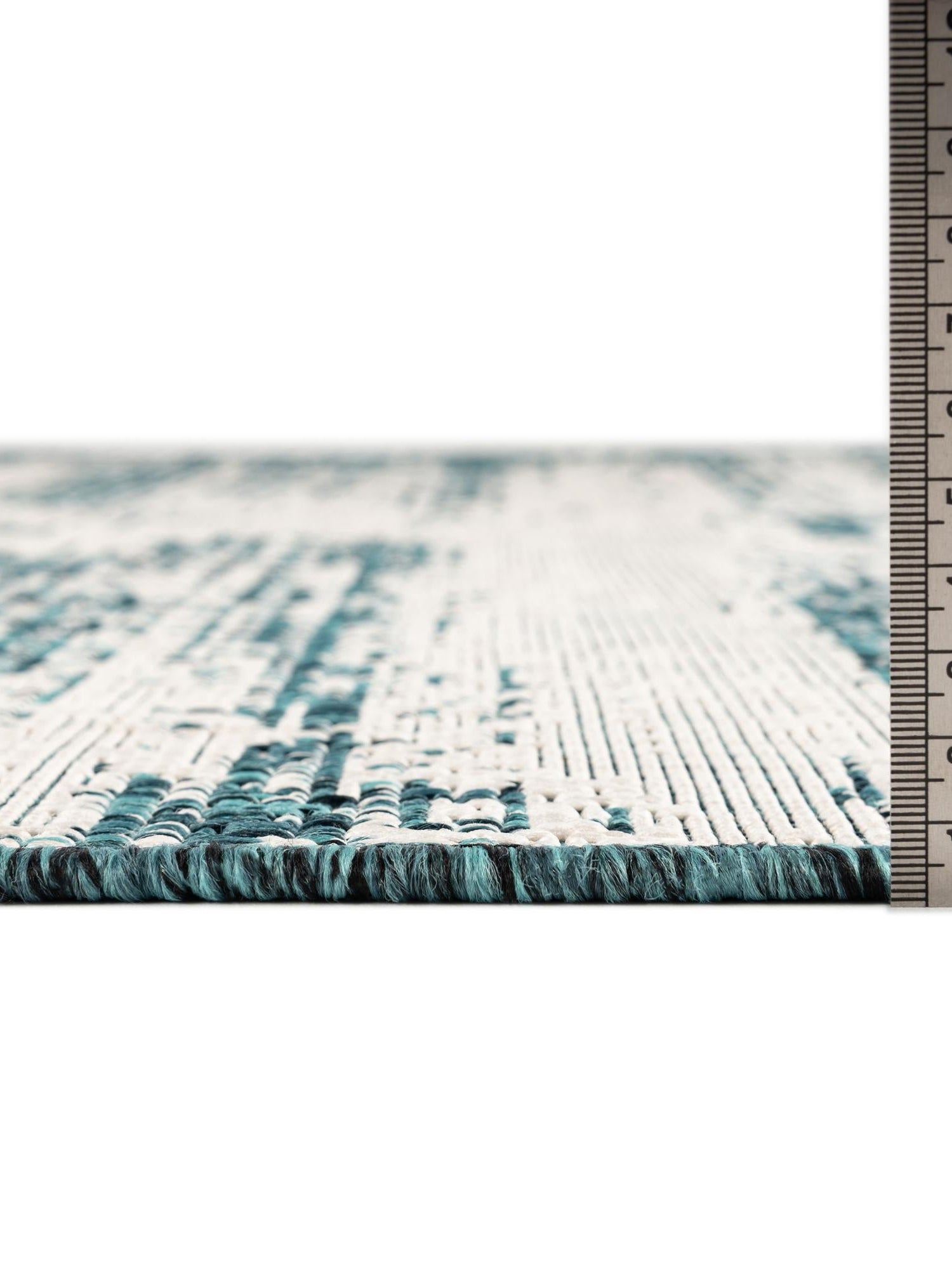 Teal 2' x 6' 1 Outdoor Modern Runner Area Rug Weather Resistant for Patio, Deck, Terrace, Balcony, Porch 100% Polypropylene Modern Outside Carpet for Sale at Rug Engine
