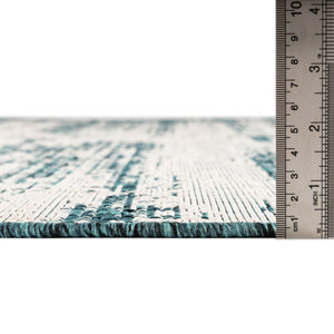 Teal 3' x 10' Outdoor Modern Runner Rug