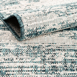 Teal 2' x 8' Outdoor Modern Runner Area Rug Weather Resistant for Patio, Deck, Terrace, Balcony, Porch 100% Polypropylene Modern Outside Carpet for Sale at Rug Engine
