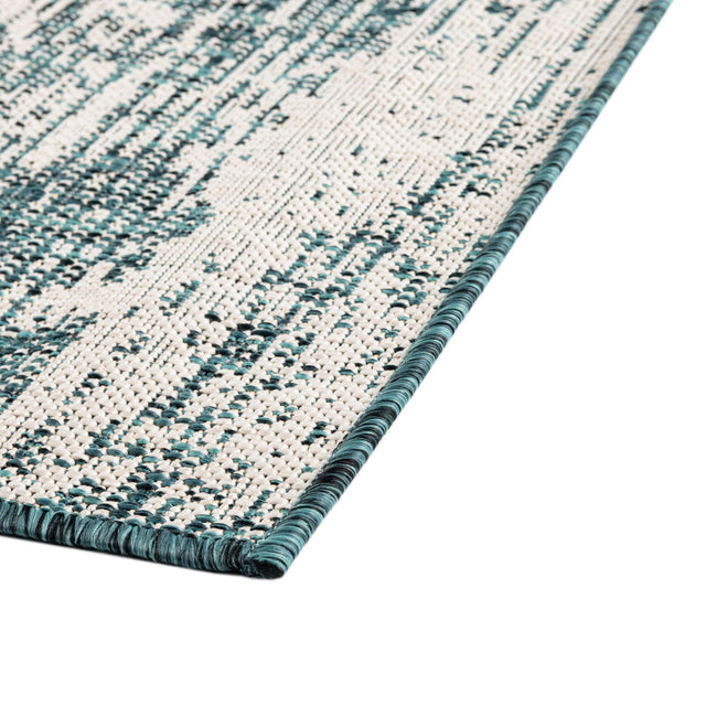 Teal 3' x 10' Outdoor Modern Runner Rug