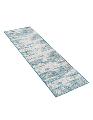 Teal 2' x 6' 1 Outdoor Modern Runner Area Rug Weather Resistant for Patio, Deck, Terrace, Balcony, Porch 100% Polypropylene Modern Outside Carpet for Sale at Rug Engine