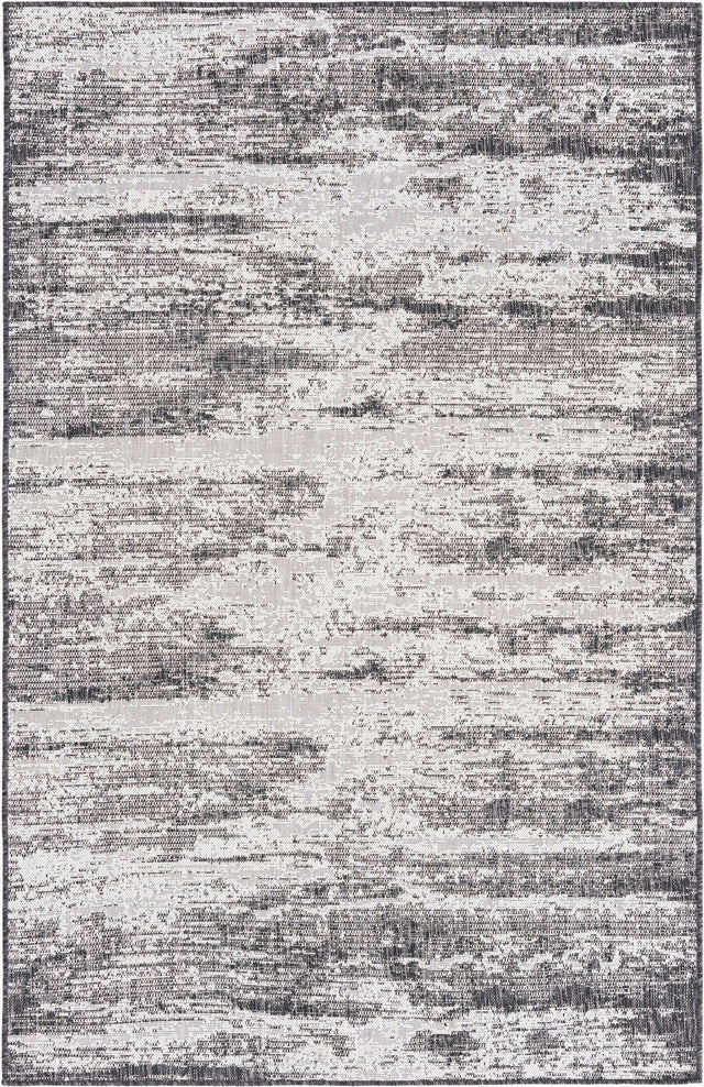 Charcoal 5' 3 x 8' Outdoor Modern Rectangle Area Rug Weather Resistant for Patio, Deck, Terrace, Balcony, Porch 100% Polypropylene Modern Outside Carpet for Sale at Rug Engine