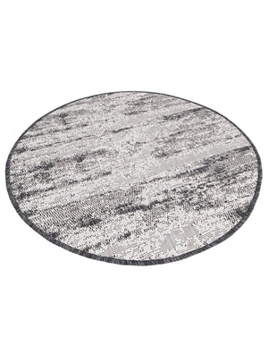 Charcoal 3' 1 x 3' 1 Outdoor Modern Round Area Rug Weather Resistant for Patio, Deck, Terrace, Balcony, Porch 100% Polypropylene Modern Outside Carpet for Sale at Rug Engine