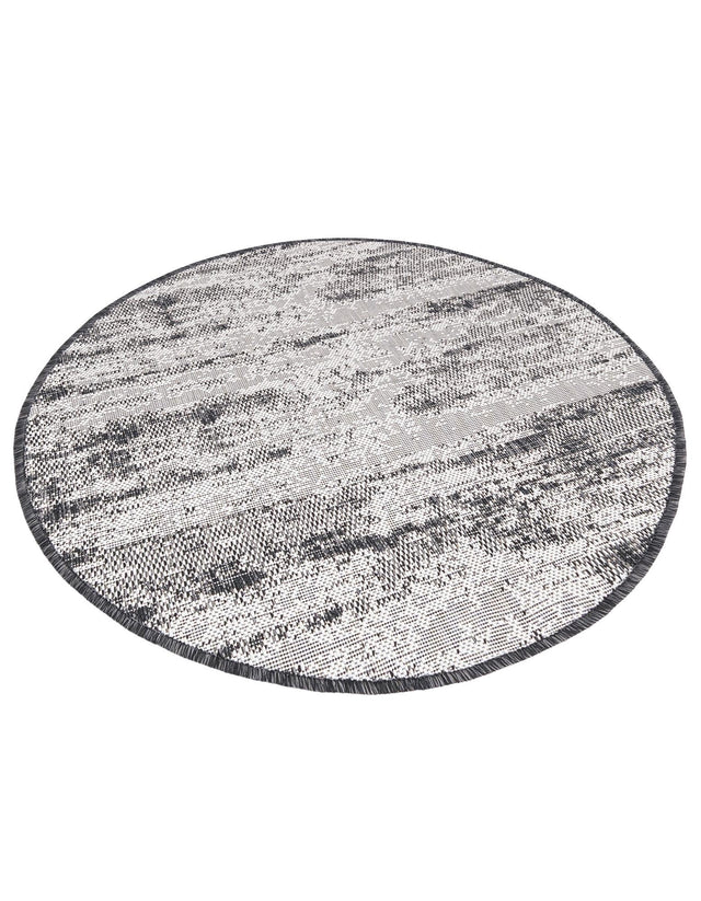 Charcoal 3' 1 x 3' 1 Outdoor Modern Round Area Rug Weather Resistant for Patio, Deck, Terrace, Balcony, Porch 100% Polypropylene Modern Outside Carpet for Sale at Rug Engine