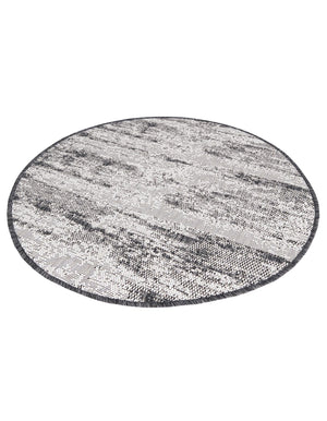 Charcoal 3' 1 x 3' 1 Outdoor Modern Round Area Rug Weather Resistant for Patio, Deck, Terrace, Balcony, Porch 100% Polypropylene Modern Outside Carpet for Sale at Rug Engine