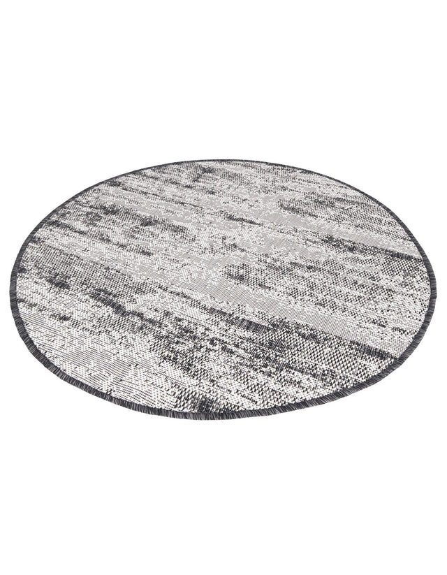 Charcoal 3' 1 x 3' 1 Outdoor Modern Round Area Rug Weather Resistant for Patio, Deck, Terrace, Balcony, Porch 100% Polypropylene Modern Outside Carpet for Sale at Rug Engine