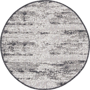 Charcoal 3' 1 x 3' 1 Outdoor Modern Round Area Rug Weather Resistant for Patio, Deck, Terrace, Balcony, Porch 100% Polypropylene Modern Outside Carpet for Sale at Rug Engine