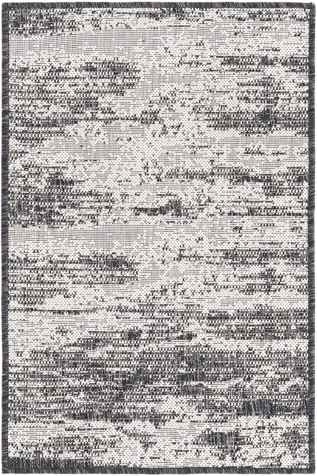 Charcoal 2' x 3' 1 Outdoor Modern Rectangle Area Rug Weather Resistant for Patio, Deck, Terrace, Balcony, Porch 100% Polypropylene Modern Outside Carpet for Sale at Rug Engine