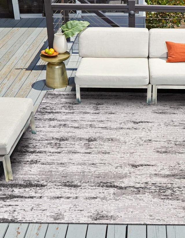 Charcoal 10' x 10' Outdoor Modern Square Area Rug Weather Resistant for Patio, Deck, Terrace, Balcony, Porch 100% Polypropylene Modern Outside Carpet for Sale at Rug Engine