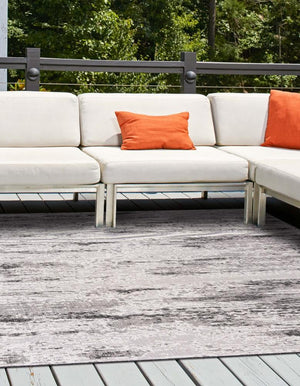 Charcoal 10' x 10' Outdoor Modern Square Area Rug Weather Resistant for Patio, Deck, Terrace, Balcony, Porch 100% Polypropylene Modern Outside Carpet for Sale at Rug Engine