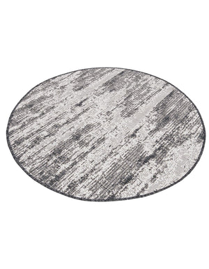 Charcoal 4' 1 x 4' 1 Outdoor Modern Round Area Rug Weather Resistant for Patio, Deck, Terrace, Balcony, Porch 100% Polypropylene Modern Outside Carpet for Sale at Rug Engine