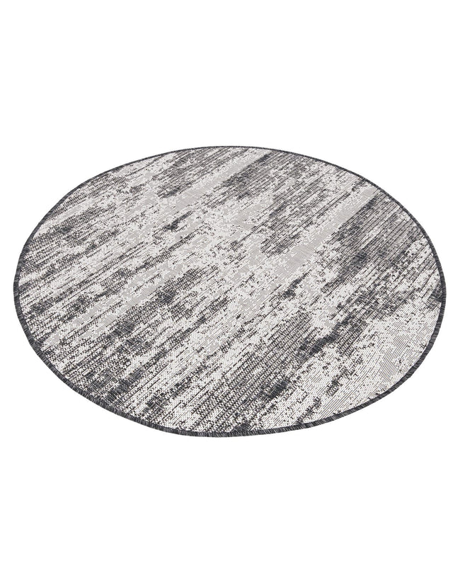 Charcoal 4' 1 x 4' 1 Outdoor Modern Round Area Rug Weather Resistant for Patio, Deck, Terrace, Balcony, Porch 100% Polypropylene Modern Outside Carpet for Sale at Rug Engine