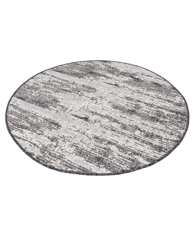 Charcoal 4' 1 x 4' 1 Outdoor Modern Round Area Rug Weather Resistant for Patio, Deck, Terrace, Balcony, Porch 100% Polypropylene Modern Outside Carpet for Sale at Rug Engine