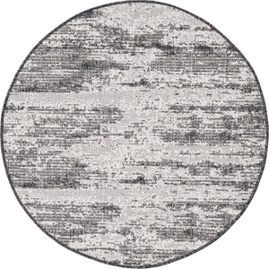 Charcoal 4' 1 x 4' 1 Outdoor Modern Round Area Rug Weather Resistant for Patio, Deck, Terrace, Balcony, Porch 100% Polypropylene Modern Outside Carpet for Sale at Rug Engine