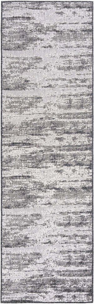Charcoal 2' 7 x 10' Outdoor Modern Runner Area Rug Weather Resistant for Patio, Deck, Terrace, Balcony, Porch 100% Polypropylene Modern Outside Carpet for Sale at Rug Engine