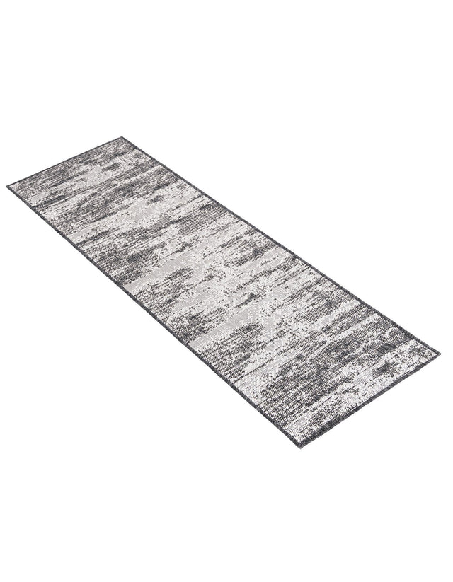 Charcoal 2' x 6' 1 Outdoor Modern Runner Area Rug Weather Resistant for Patio, Deck, Terrace, Balcony, Porch 100% Polypropylene Modern Outside Carpet for Sale at Rug Engine