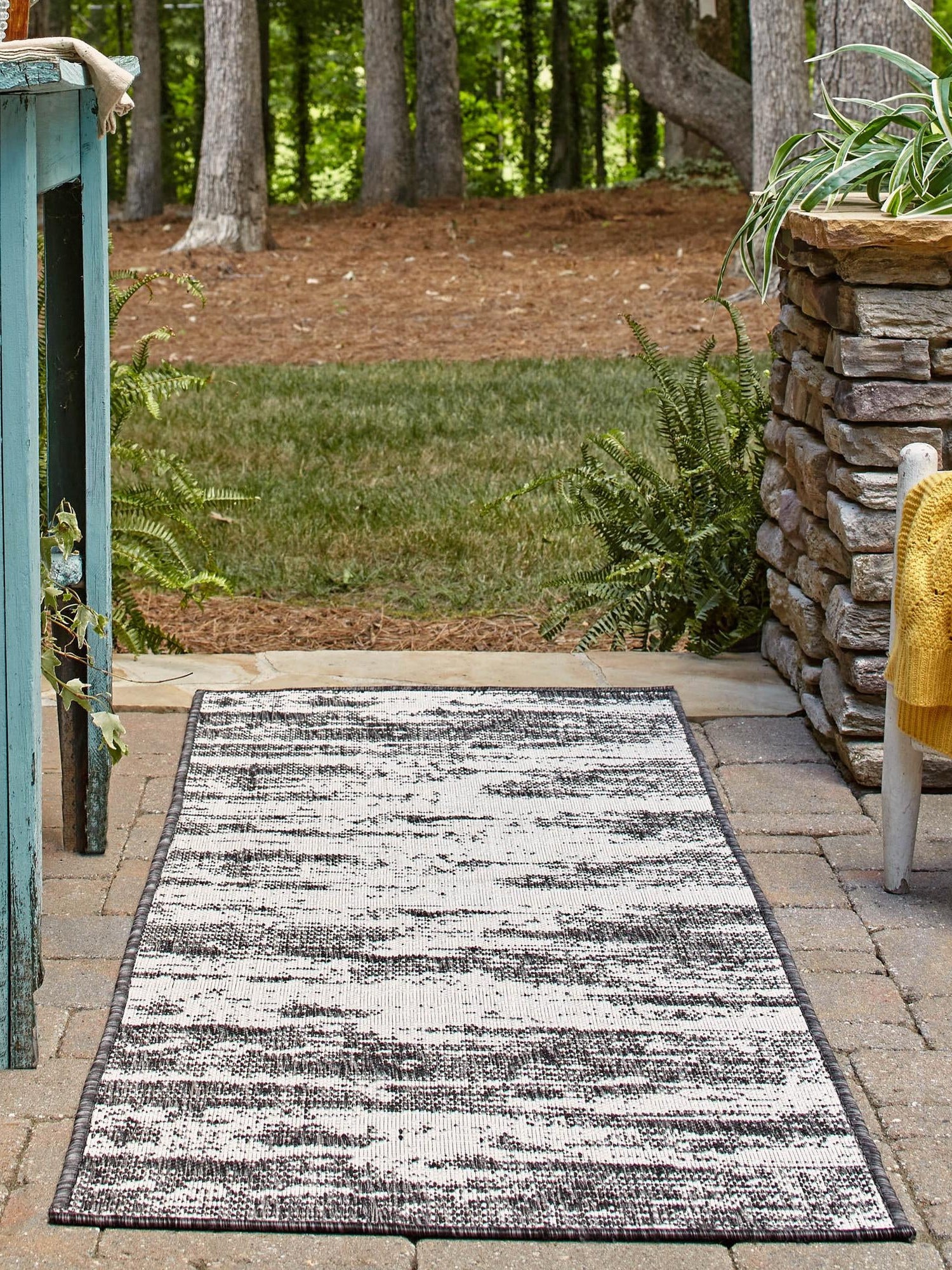 Charcoal 2' x 8' Outdoor Modern Runner Area Rug Weather Resistant for Patio, Deck, Terrace, Balcony, Porch 100% Polypropylene Modern Outside Carpet for Sale at Rug Engine