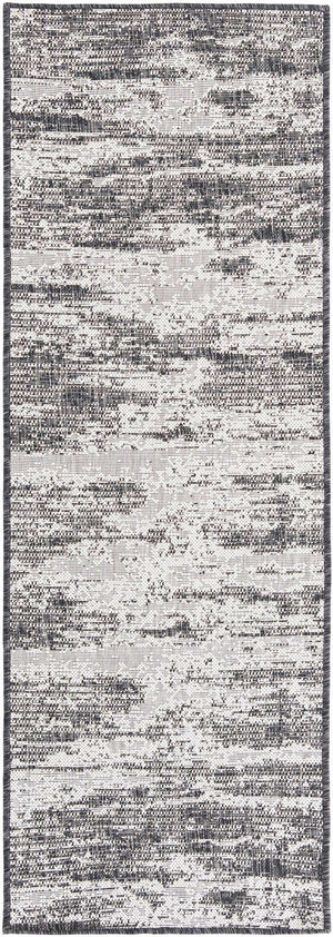 Charcoal 2' x 6' 1 Outdoor Modern Runner Area Rug Weather Resistant for Patio, Deck, Terrace, Balcony, Porch 100% Polypropylene Modern Outside Carpet for Sale at Rug Engine