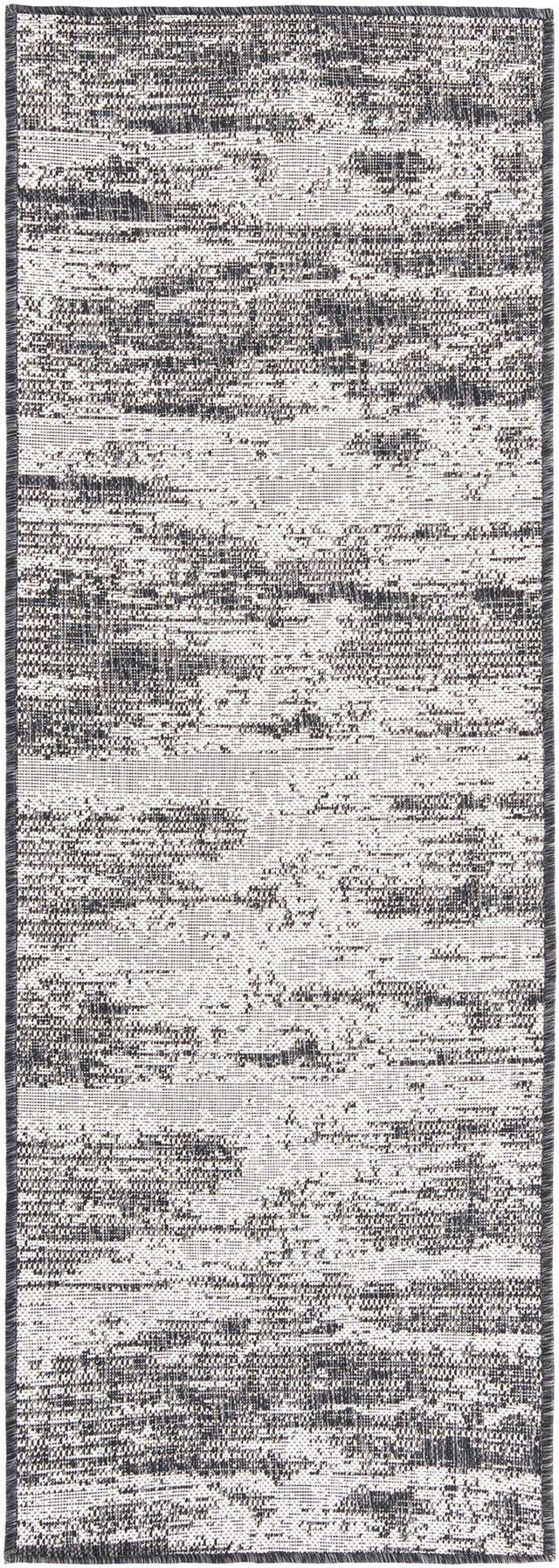 Charcoal 2' x 6' 1 Outdoor Modern Runner Area Rug Weather Resistant for Patio, Deck, Terrace, Balcony, Porch 100% Polypropylene Modern Outside Carpet for Sale at Rug Engine