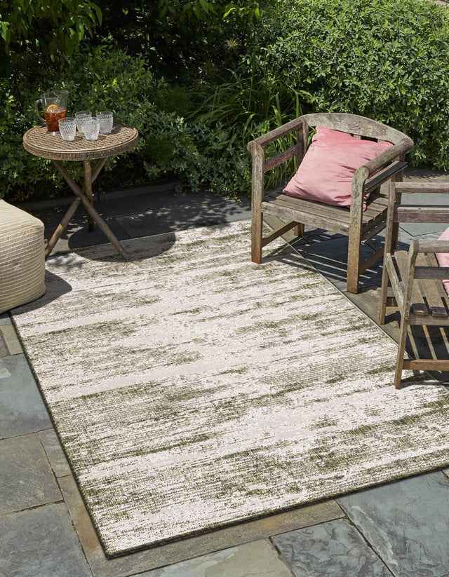 Green 10' x 14' 1 Outdoor Modern Rectangle Area Rug Weather Resistant for Patio, Deck, Terrace, Balcony, Porch 100% Polypropylene Modern Outside Carpet for Sale at Rug Engine