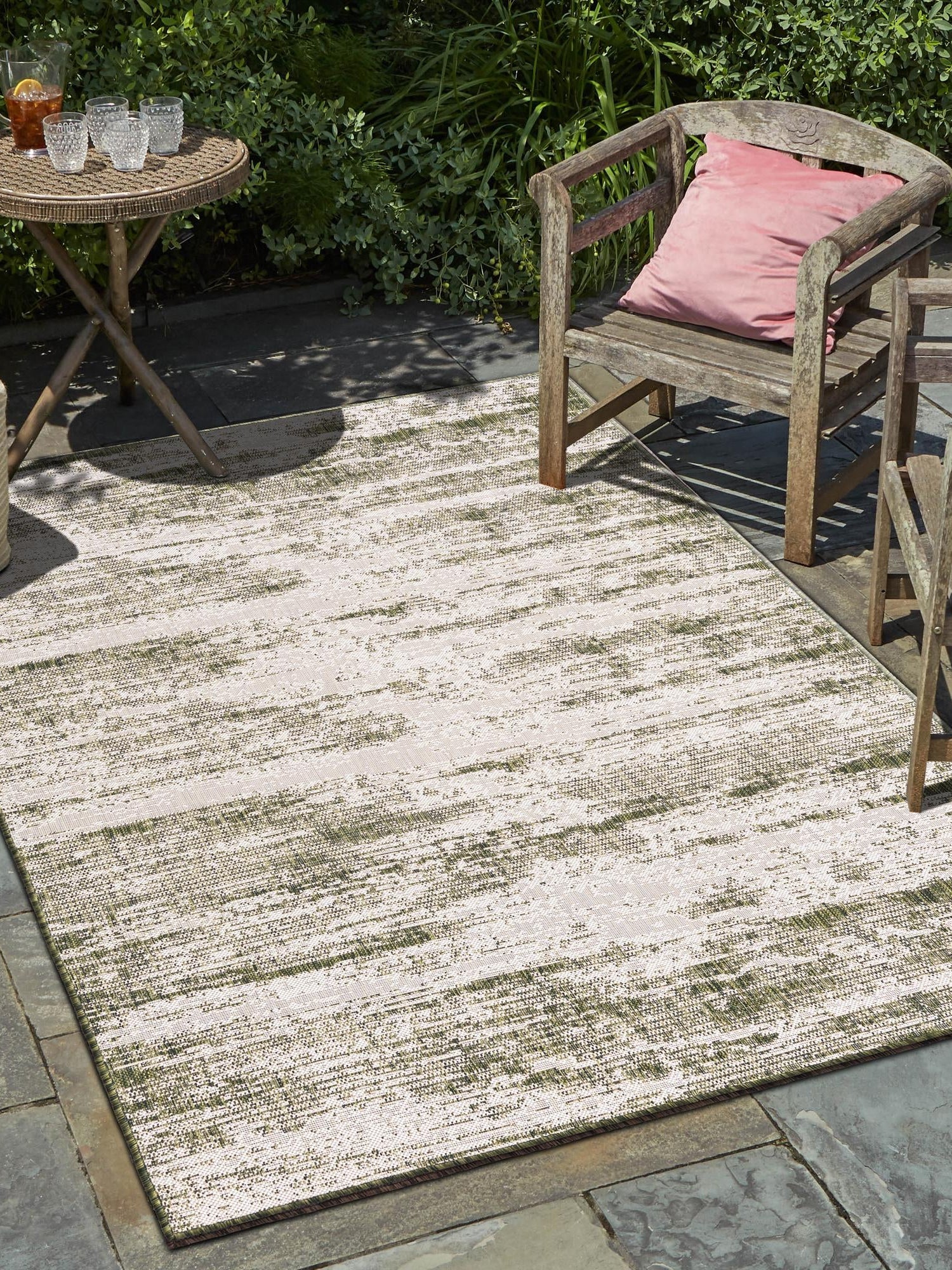 Green 9' x 12' Outdoor Modern Rectangle Area Rug Weather Resistant for Patio, Deck, Terrace, Balcony, Porch 100% Polypropylene Modern Outside Carpet for Sale at Rug Engine