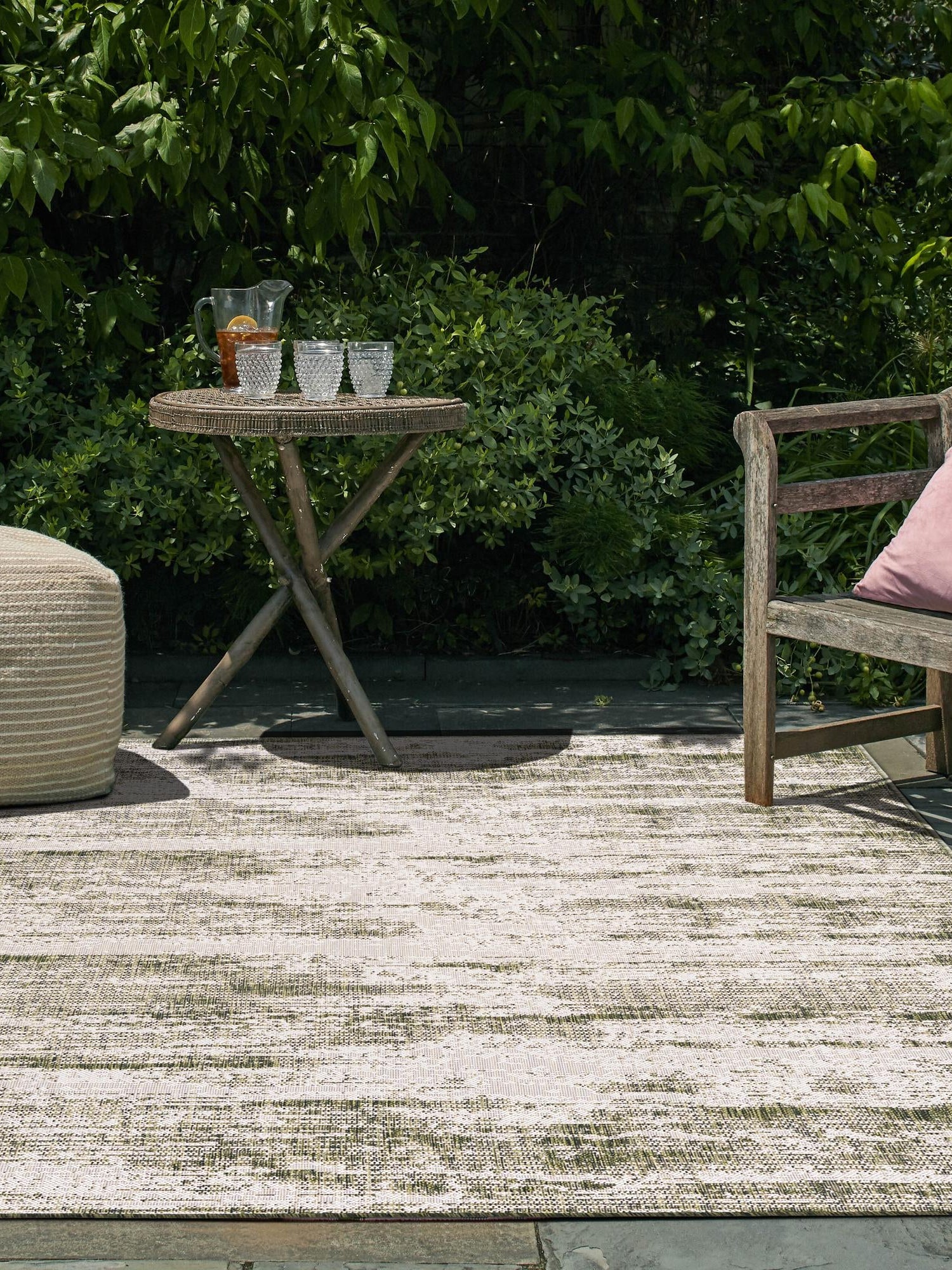 Green 7' 10 x 11' Outdoor Modern Rectangle Area Rug Weather Resistant for Patio, Deck, Terrace, Balcony, Porch 100% Polypropylene Modern Outside Carpet for Sale at Rug Engine