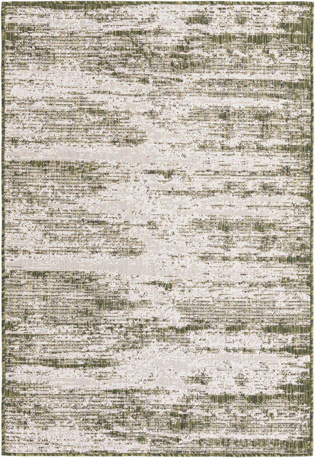 Green 4' 1 x 6' 1 Outdoor Modern Rectangle Area Rug Weather Resistant for Patio, Deck, Terrace, Balcony, Porch 100% Polypropylene Modern Outside Carpet for Sale at Rug Engine