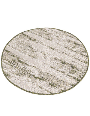 Green 3' 1 x 3' 1 Outdoor Modern Round Area Rug Weather Resistant for Patio, Deck, Terrace, Balcony, Porch 100% Polypropylene Modern Outside Carpet for Sale at Rug Engine