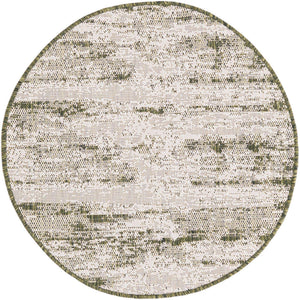 Green 3' 1 x 3' 1 Outdoor Modern Round Area Rug Weather Resistant for Patio, Deck, Terrace, Balcony, Porch 100% Polypropylene Modern Outside Carpet for Sale at Rug Engine