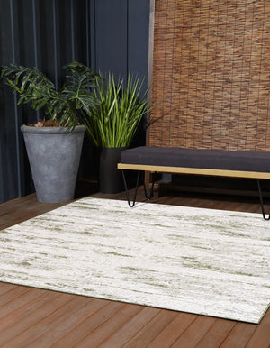 Green 10' x 10' Outdoor Modern Square Area Rug Weather Resistant for Patio, Deck, Terrace, Balcony, Porch 100% Polypropylene Modern Outside Carpet for Sale at Rug Engine