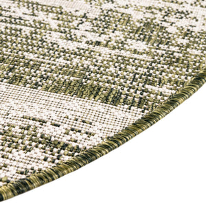 Green 10' x 10' Outdoor Modern Round Area Rug Weather Resistant for Patio, Deck, Terrace, Balcony, Porch 100% Polypropylene Modern Outside Carpet for Sale at Rug Engine