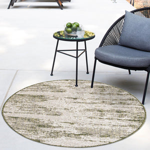 Green 10' x 10' Outdoor Modern Round Area Rug Weather Resistant for Patio, Deck, Terrace, Balcony, Porch 100% Polypropylene Modern Outside Carpet for Sale at Rug Engine